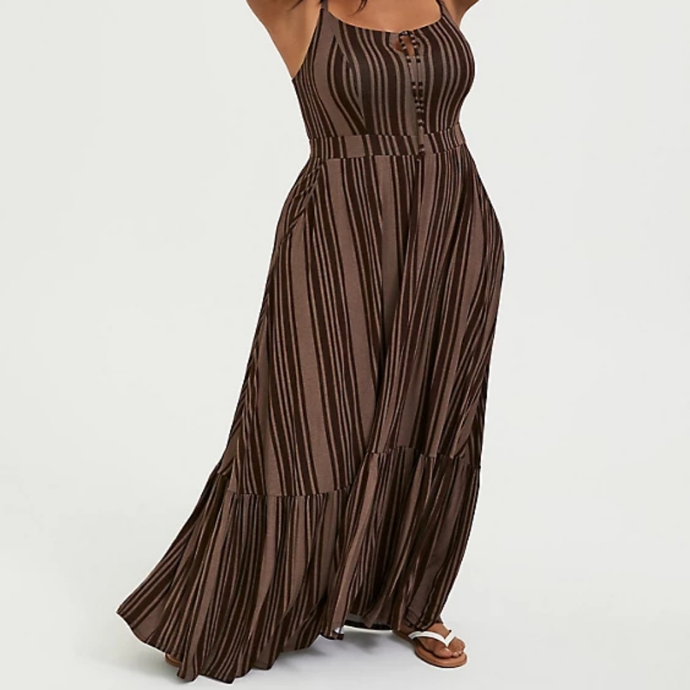 Torrid Super Soft Brown Striped Maxi